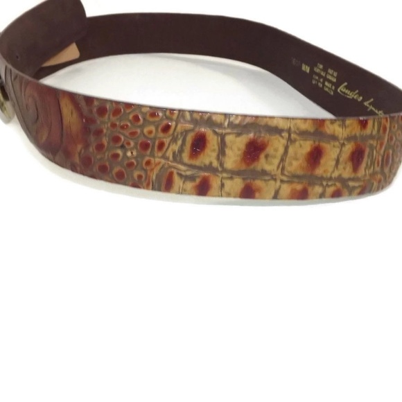 Landes Signature Vintage Tan Tooled Croc Belt M - Picture 7 of 8